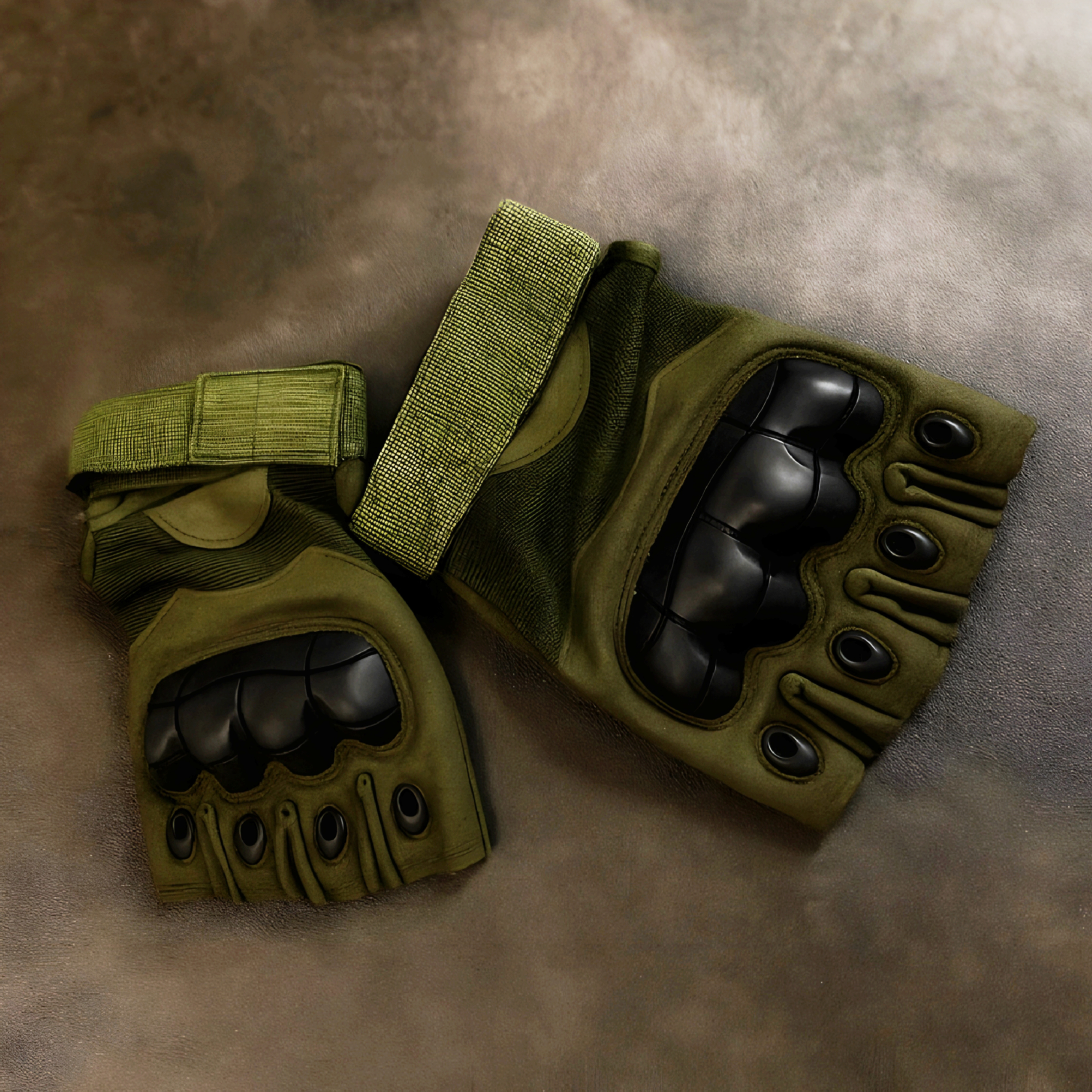 تصویر از دستکش پارچه ای نیم انگشت - سبز 2XL