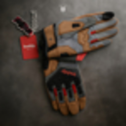 تصویر از دستکش چرم و جیر قهوه ای XL